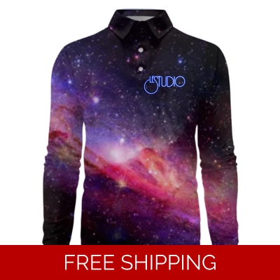 Le Studio Planet Caravan Custom 3D Long-Sleeved Polo Shirt
